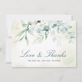 Tarjeta De Agradecimiento Eucalyptus Greenery Elegant No Photo Boda