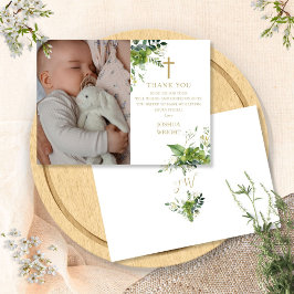 Tarjeta De Agradecimiento Eucalyptus Greenery Foto Bautismo Christening