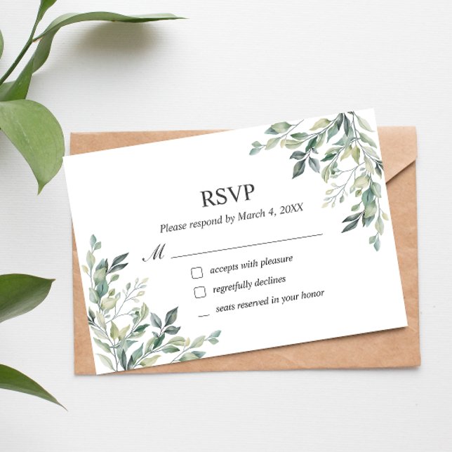 Tarjeta De Agradecimiento Eucalyptus Greenery Geometric RSVP Card (Subido por el creador)