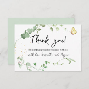 Tarjeta De Agradecimiento Eucalyptus Greenery Gold Sparkle