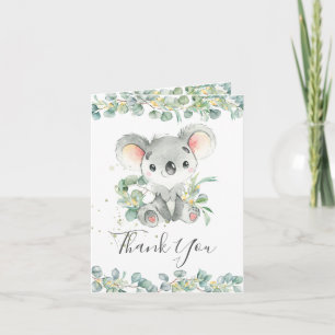 Tarjeta De Agradecimiento Eucalyptus Greenery Koala Birthday Baby Shower 