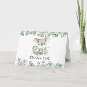 Tarjeta De Agradecimiento Eucalyptus Greenery Koala Boy Baby Shower Cumpleañ