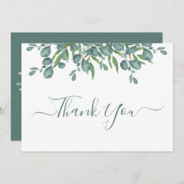 Tarjeta De Agradecimiento Eucalyptus Greenery Modern Sage Script Boda