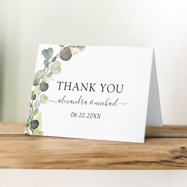 Tarjeta De Agradecimiento Eucalyptus Greenery Succulant Elegant Gracias (Subido por el creador)