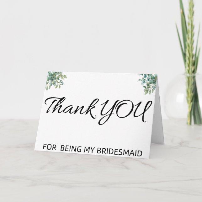 Tarjeta De Agradecimiento eucalyptus greenery wedding (Anverso)