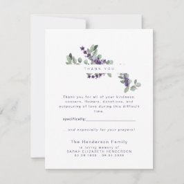 Tarjeta De Agradecimiento Eucalyptus Lavender Funeral Pequeño Gracias