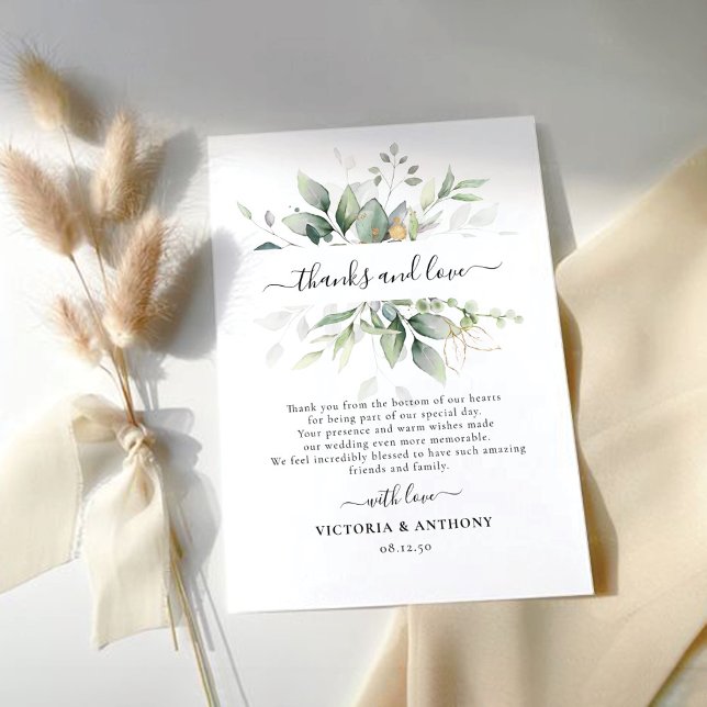 Tarjeta De Agradecimiento Eucalyptus Leaf Greenery Boda Gracias Cartas (Subido por el creador)