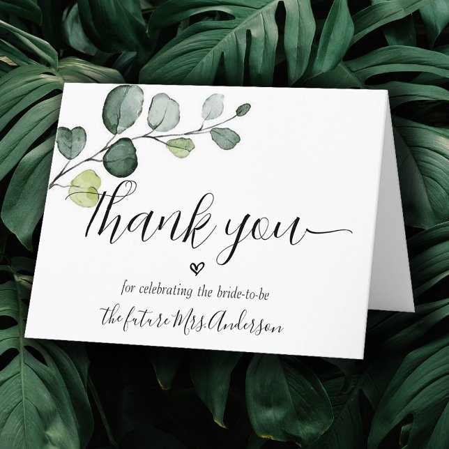 Tarjeta De Agradecimiento Eucalyptus Mini Script Ducha de novia (Subido por el creador)