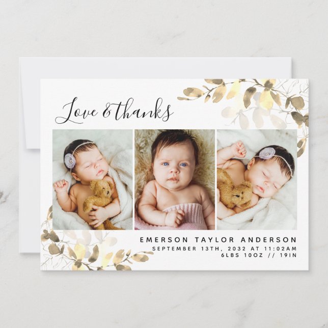 Tarjeta De Agradecimiento Eucalyptus Photo Baby (Anverso)