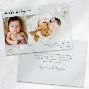 Tarjeta De Agradecimiento Eucalyptus Photo Hello Baby