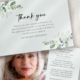 Tarjeta De Agradecimiento Eucalyptus Photo Sympathy Funeral