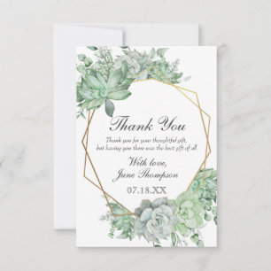 Tarjeta De Agradecimiento Eucalyptus Succulum Greenery Border Bridal Shower