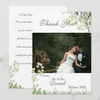 Tarjeta De Agradecimiento Eucalyptus & White Florals Botanical Wedding