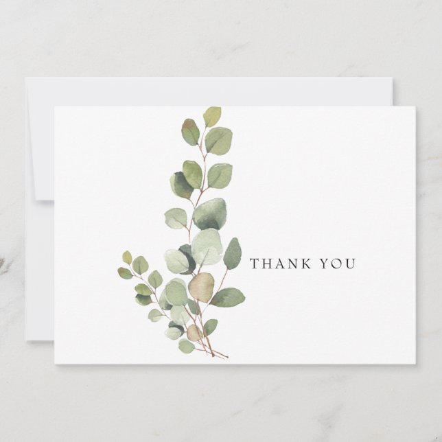 Tarjeta De Agradecimiento Eucalyptus White Funeral Gracias (Anverso)