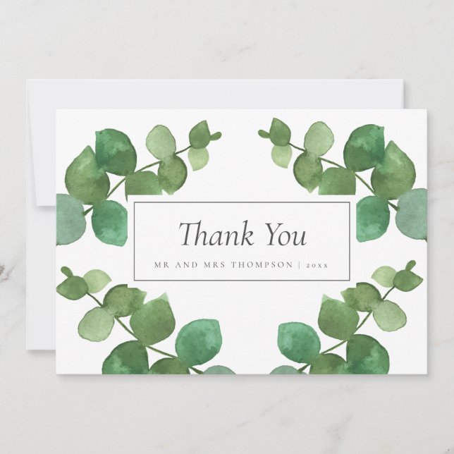 Tarjeta De Agradecimiento Eucalyptus Woodland Boda Gracias (Anverso)