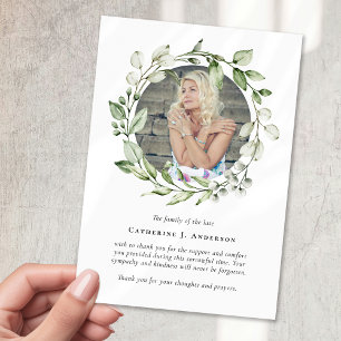 Tarjeta De Agradecimiento Eucalyptus Wreath Photo Sympathy Funeral Memorial