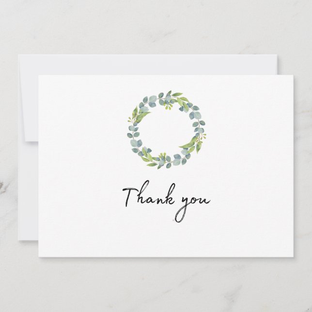Tarjeta De Agradecimiento Eucalyptus Wreath Wedding Thank You Folded Card (Anverso)