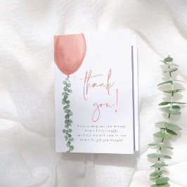 Tarjeta De Agradecimiento Eucalyptus y Baby Shower Chica de globo acuático