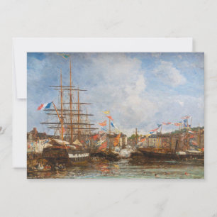 Tarjeta De Agradecimiento Eugene Boudin - Festival en el puerto de Honfleur