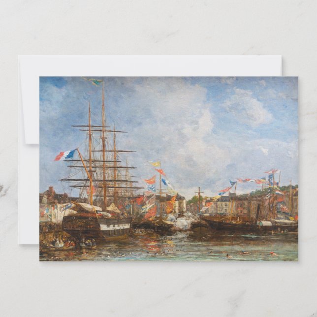 Tarjeta De Agradecimiento Eugene Boudin - Festival en el puerto de Honfleur (Anverso)