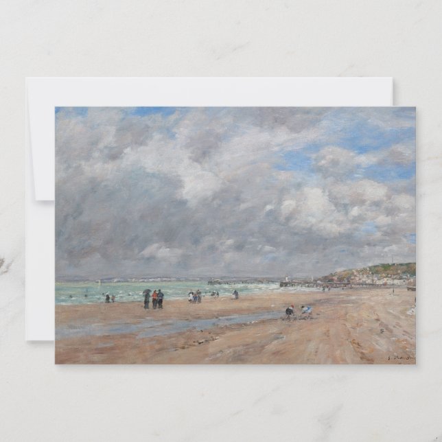 Tarjeta De Agradecimiento Eugene Boudin - La playa de Deauville (Anverso)