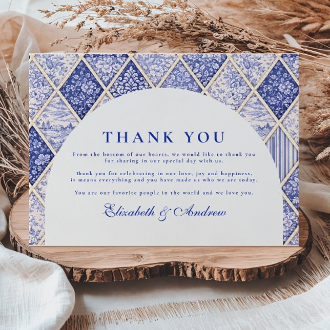 Tarjeta De Agradecimiento European Delft Tile Wedding (Subido por el creador)