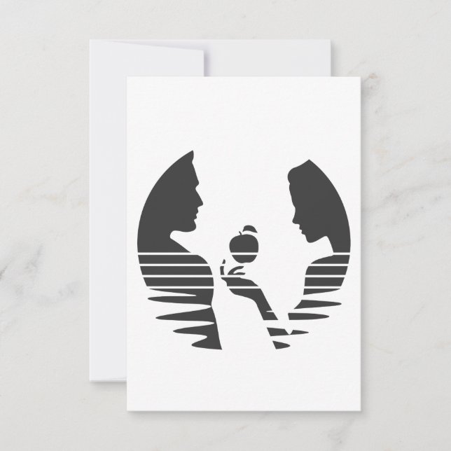 Tarjeta De Agradecimiento Eva le da una manzana a Adán, versión negra 1/3 (Anverso)