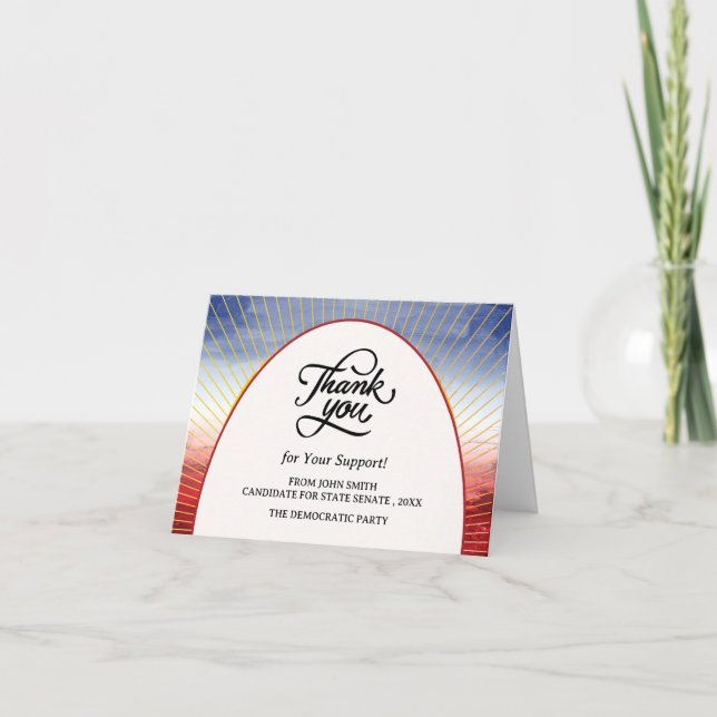 Tarjeta De Agradecimiento Evento de campaña política en blanco y azul (Anverso)