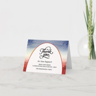 Tarjeta De Agradecimiento Evento de Campaña Política Rojo Blanco y Azul
