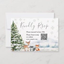 Tarjeta De Agradecimiento Evergreen Animal Winter Onederland RSVP Card