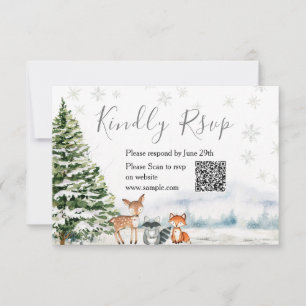 Tarjeta De Agradecimiento Evergreen Animal Winter Onederland RSVP Card