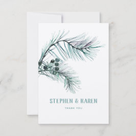 Tarjeta De Agradecimiento Evergreen Pine Needles Elegant Wedding Gracias