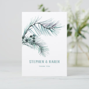 Tarjeta De Agradecimiento Evergreen Pine Needles Elegant Wedding Gracias
