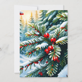 Tarjeta De Agradecimiento Evergreen y Holly Berries