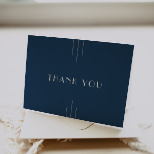 Tarjeta De Agradecimiento EVERLY Clásico Arte Deco Boda Azul Marino