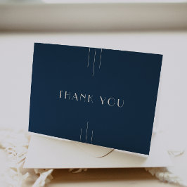 Tarjeta De Agradecimiento EVERLY Classic Modern Art Deco Navy Blue Wedding
