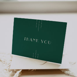 Tarjeta De Agradecimiento EVERLY Jewel Tone Art Deco Emerald Green Wedding