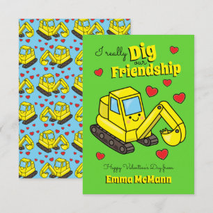 Tarjeta De Agradecimiento Excavator Construction Digger Classroom Valentine