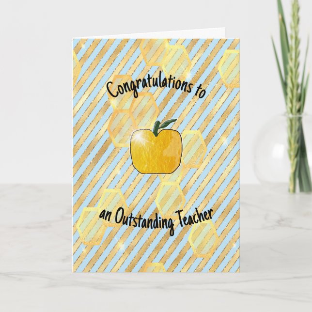 Tarjeta De Agradecimiento Excelente Premio de Manzana Dorada del Profesor (Anverso)