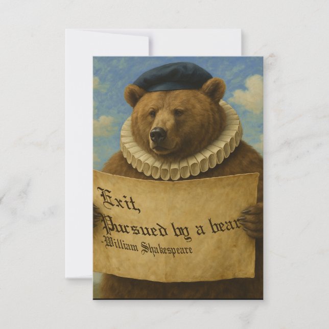 Tarjeta De Agradecimiento Exit, pursued by a bear Shakespeare quote bear (Anverso)