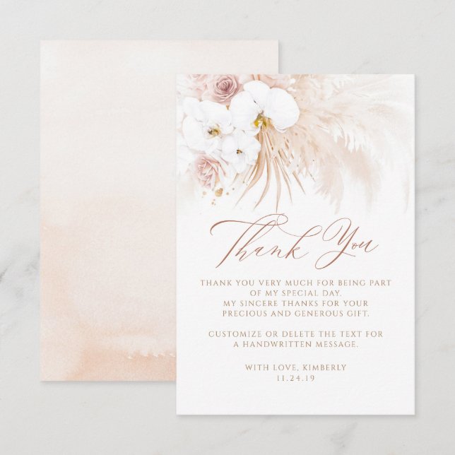 Tarjeta De Agradecimiento Exotic Elegant Boho Floral Thank You (Anverso / Reverso)