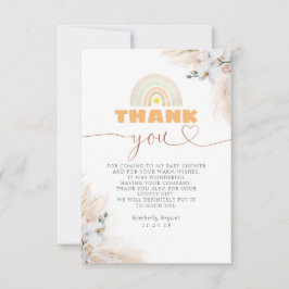 Tarjeta De Agradecimiento Exótica Pampas Grass Floral Baby Shower Gracias