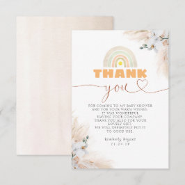 Tarjeta De Agradecimiento Exótica Pampas Grass Floral Baby Shower Gracias