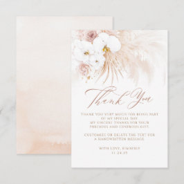 Tarjeta De Agradecimiento Exótico Elegante Boho Floral Gracias