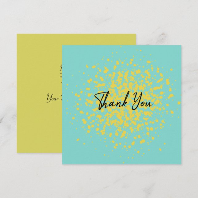 Tarjeta De Agradecimiento Explosión Amarilla Chic de Puntos de Acuarela en A (Anverso / Reverso)