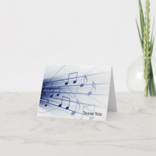 Tarjeta De Agradecimiento Explosión musical azul en blanco