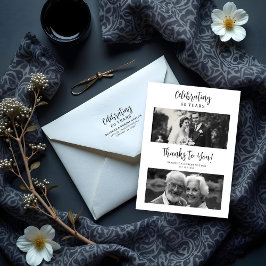 Tarjeta De Agradecimiento Exquisite Black White Elegant Wedding Anniversarie
