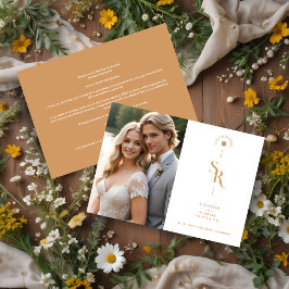 Tarjeta De Agradecimiento Exquisite Chic Minimalist Golden Wedding Initials