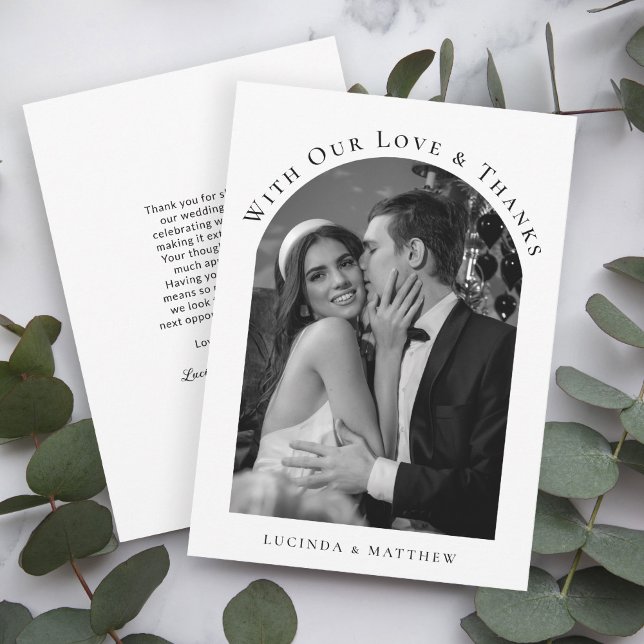 Tarjeta De Agradecimiento Exquisito Boda de Elegancia Foto Gracias (Send exquisite thank you notes with your photo in an arched frame.
)