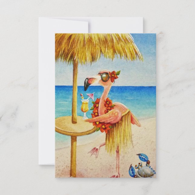 Tarjeta De Agradecimiento Exquisito Flamingo Rosa de la Playa No. 4 (Anverso)